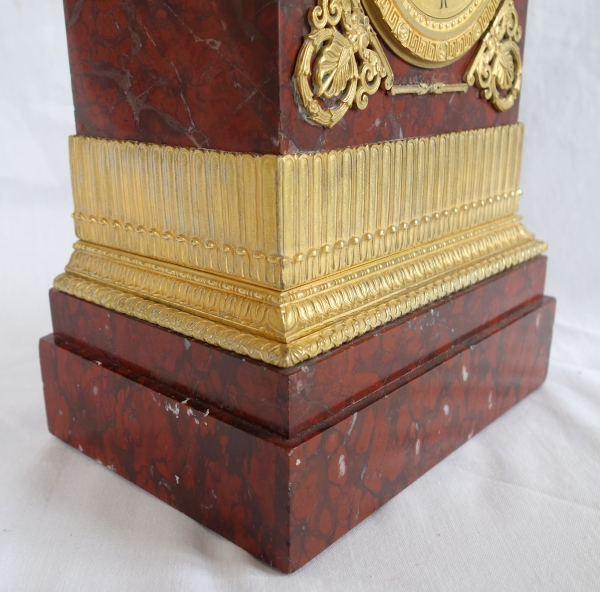 Tall ormolu and red marble Empire clock, early 19th century circa 1815-1820