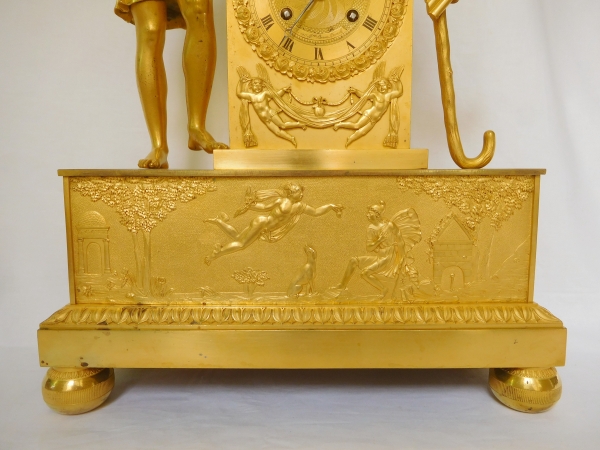 Empire ormolu clock - judgement of Paris / golden apple myth - 19th century - 50.5cm