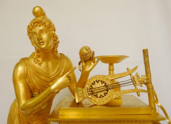 Empire ormolu clock - judgement of Paris / golden apple myth - 19th century - 50.5cm