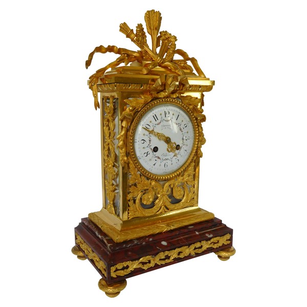 Louis XVI style ormolu & red marble clock circa 1870