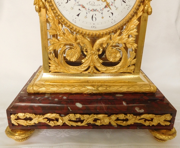 Louis XVI style ormolu & red marble clock circa 1870