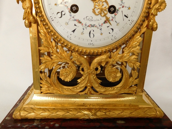 Louis XVI style ormolu & red marble clock circa 1870