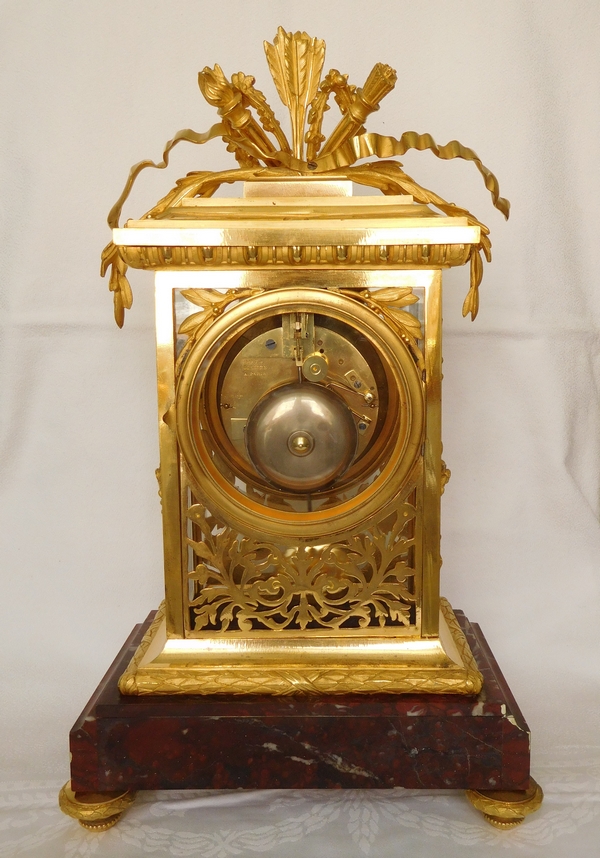 Louis XVI style ormolu & red marble clock circa 1870