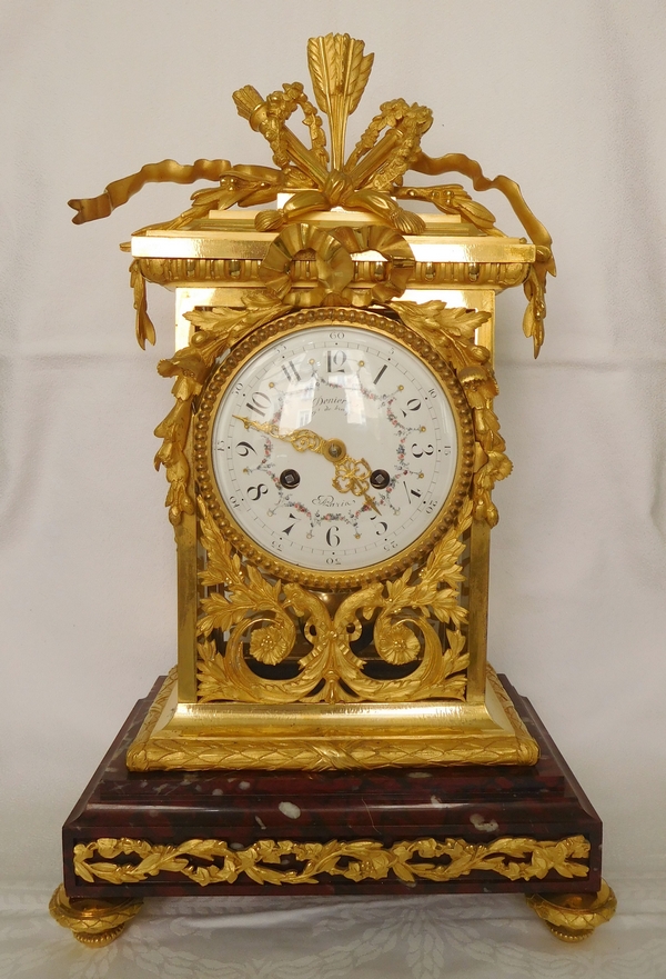 Louis XVI style ormolu & red marble clock circa 1870