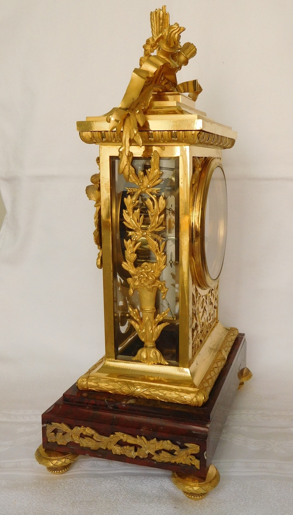 Louis XVI style ormolu & red marble clock circa 1870