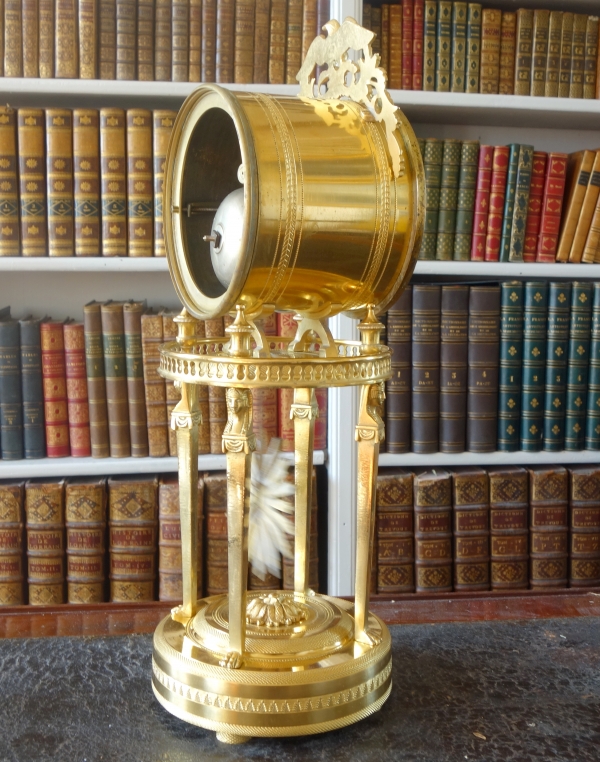 Empire ormolu clock, blue enamelled dial, circa 1800