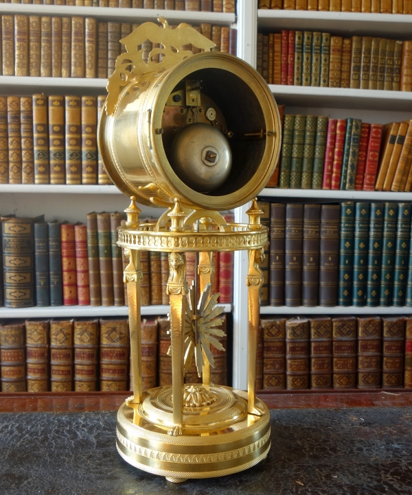 Empire ormolu clock, blue enamelled dial, circa 1800