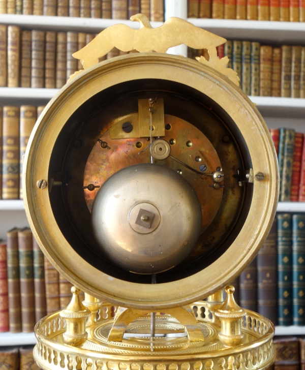 Empire ormolu clock, blue enamelled dial, circa 1800