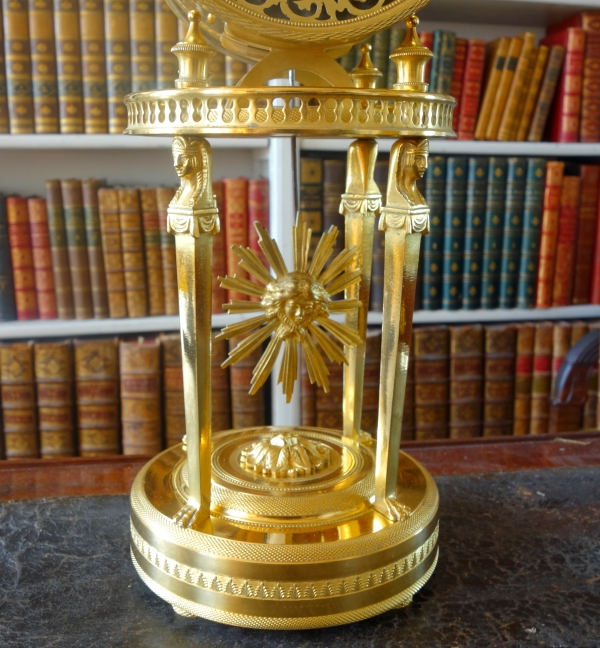 Empire ormolu clock, blue enamelled dial, circa 1800