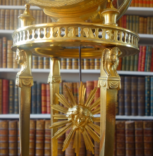 Empire ormolu clock, blue enamelled dial, circa 1800