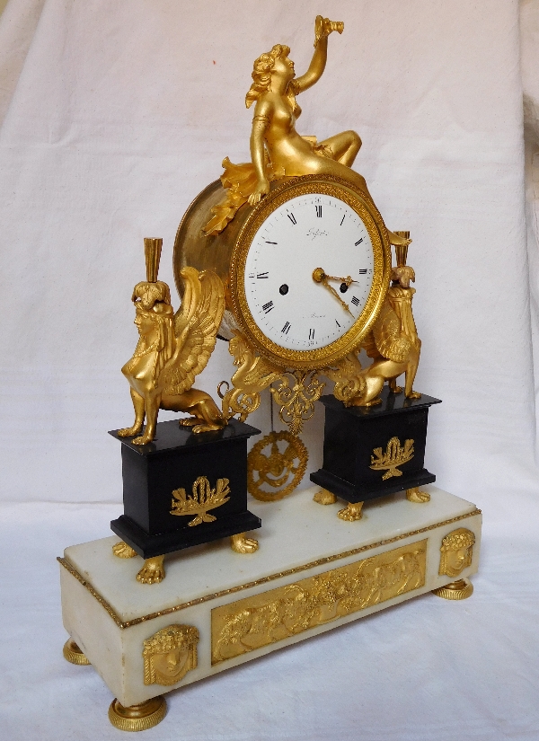 Late 18th century ormolu and marble clock - Louis XVI Directoire period