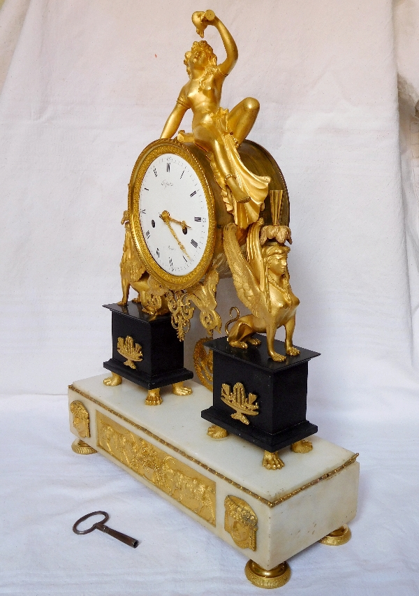 Late 18th century ormolu and marble clock - Louis XVI Directoire period