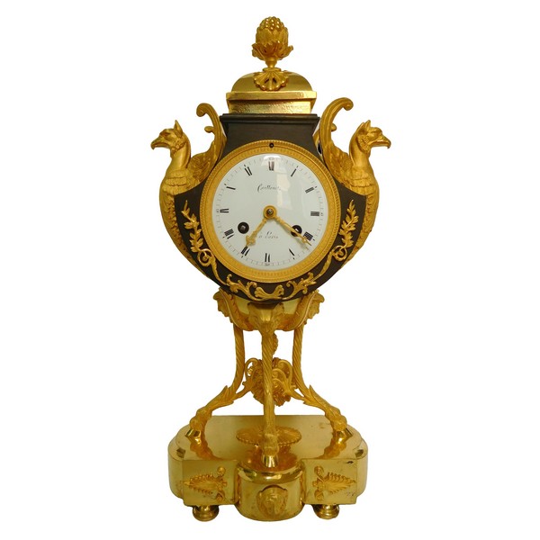 Directoire ormolu and patinated bronze clock - late 18th century