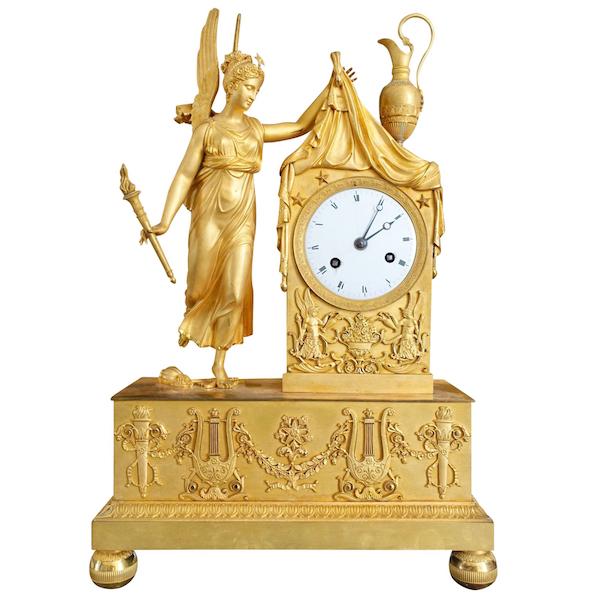 Empire allegoric ormolu clock : sunrise - early 19th century circa 1815