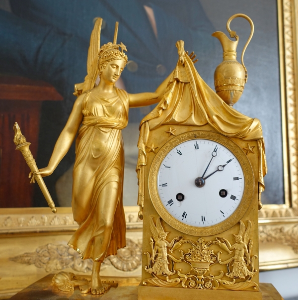 Empire allegoric ormolu clock : sunrise - early 19th century circa 1815