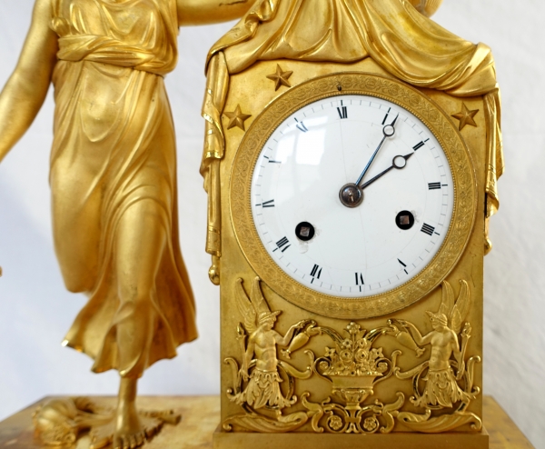 Empire allegoric ormolu clock : sunrise - early 19th century circa 1815