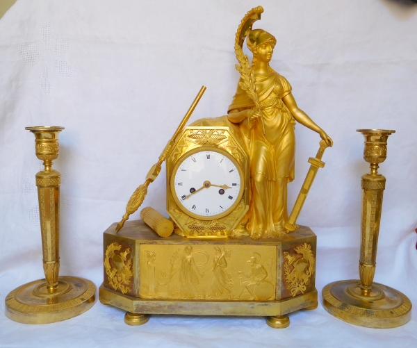 Empire ormolu clock - Athena, allegory of war - circa 1805