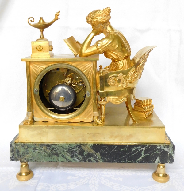 Empire ormolu clock - The Reader, after Reiche by Claude Galle & Champion