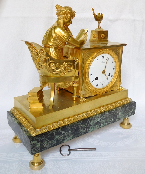 Empire ormolu clock - The Reader, after Reiche by Claude Galle & Champion
