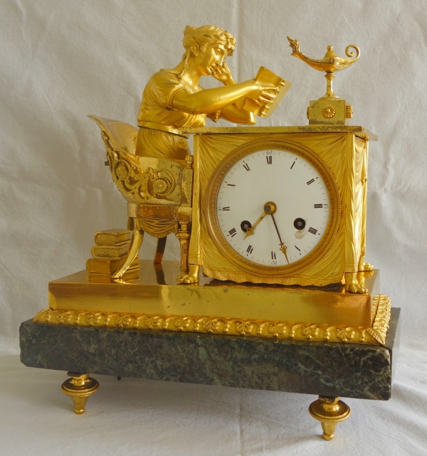 Empire ormolu clock - The Reader, after Reiche & Claude Galle