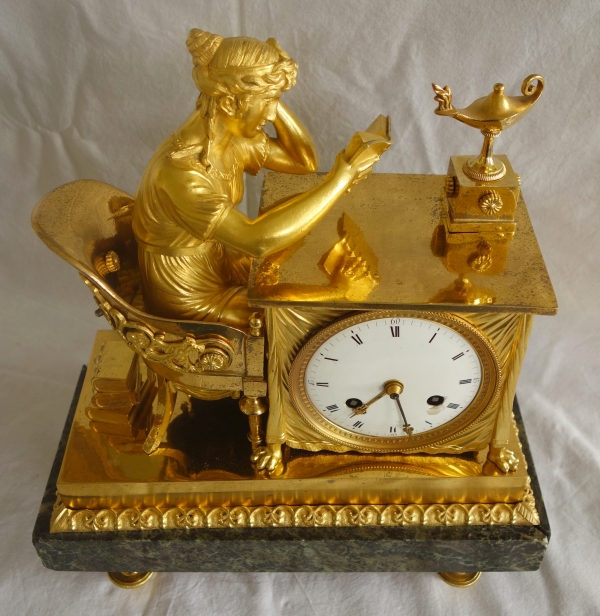 Empire ormolu clock - The Reader, after Reiche & Claude Galle