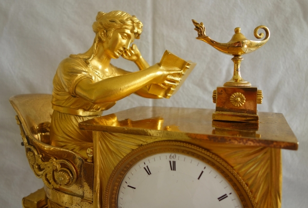 Empire ormolu clock - The Reader, after Reiche & Claude Galle