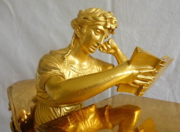 Empire ormolu clock - The Reader, after Reiche & Claude Galle