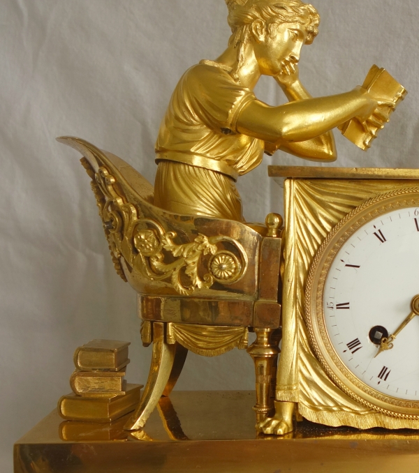 Empire ormolu clock - The Reader, after Reiche & Claude Galle