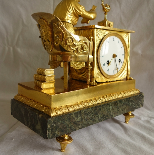 Empire ormolu clock - The Reader, after Reiche & Claude Galle