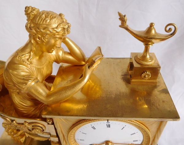 Empire ormolu clock - The Reader, after Reiche by Claude Galle & Champion