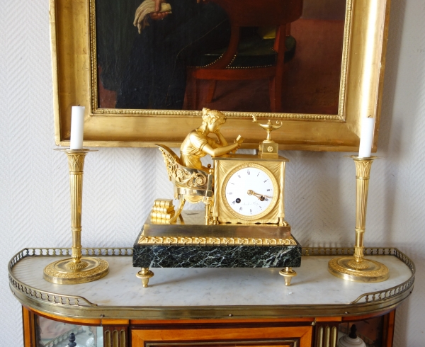 Empire ormolu clock - The Reader, after Reiche by Claude Galle & Champion