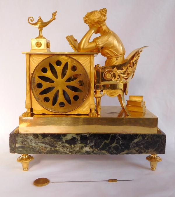 Empire ormolu clock - The Reader, after Reiche by Claude Galle & Champion