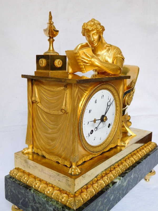 Empire ormolu clock - The Reader, after Reiche by Claude Galle & Grand Girard