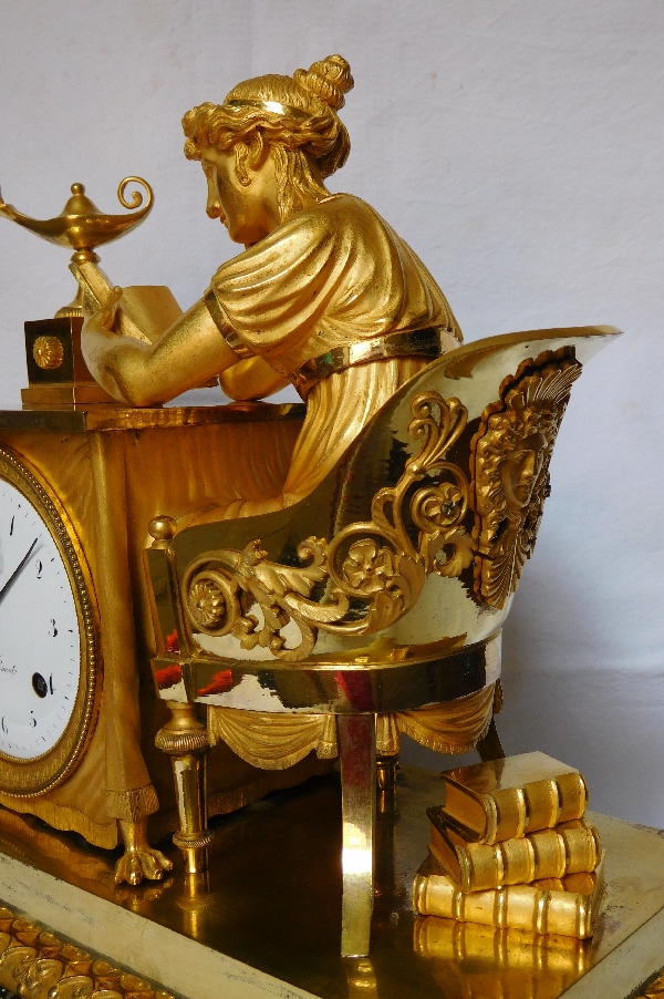 Empire ormolu clock - The Reader, after Reiche by Claude Galle & Grand Girard