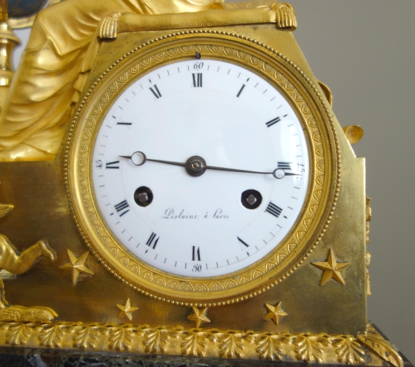 Claude Galle & Piolaine - pendule L'étude de l'Astronomie, bronze doré au mercure - époque Empire