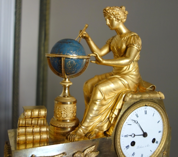 Claude Galle & Piolaine - pendule L'étude de l'Astronomie, bronze doré au mercure - époque Empire