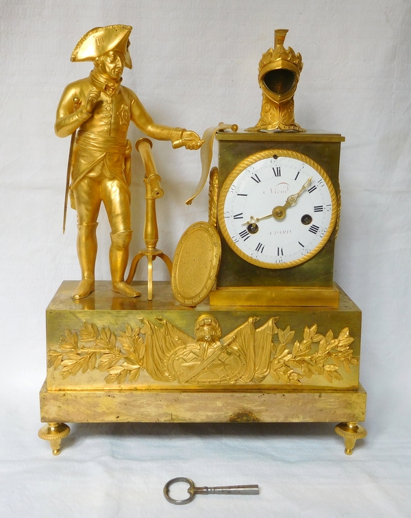 Empire ormolu clock featuring Frederic II King of Prussia, early 19th century