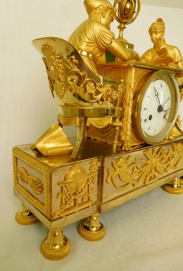 Empire ormolu clock : the astronomy lesson, after Reiche by Claude Galle, early 19th century