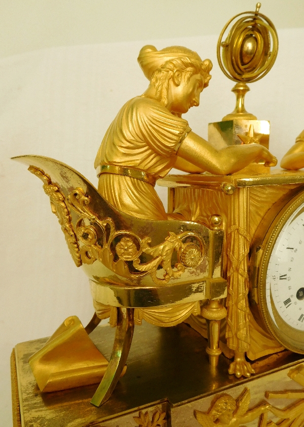 Empire ormolu clock : the astronomy lesson, after Reiche by Claude Galle, early 19th century