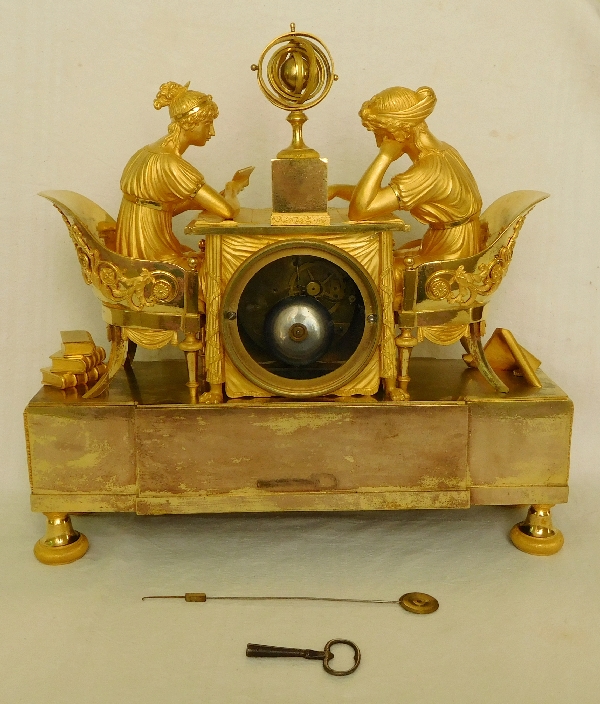 Empire ormolu clock : the astronomy lesson, after Reiche by Claude Galle, early 19th century