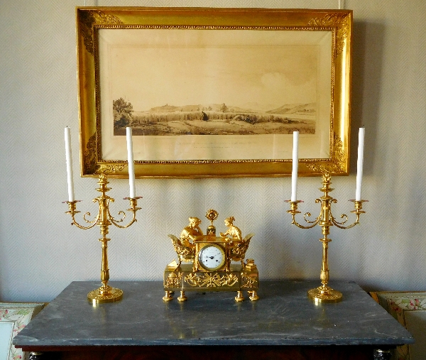 Empire ormolu clock : the astronomy lesson, after Reiche by Claude Galle, early 19th century