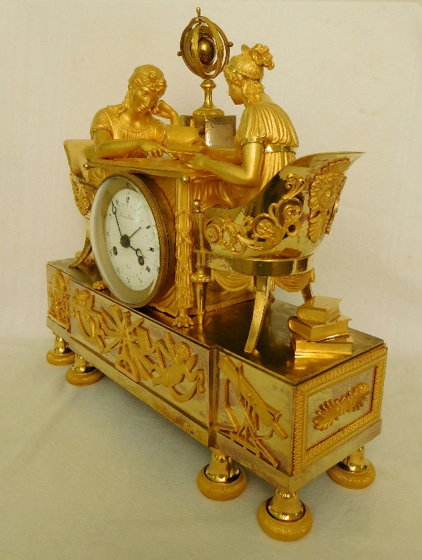 Empire ormolu clock : the astronomy lesson, after Reiche by Claude Galle, early 19th century