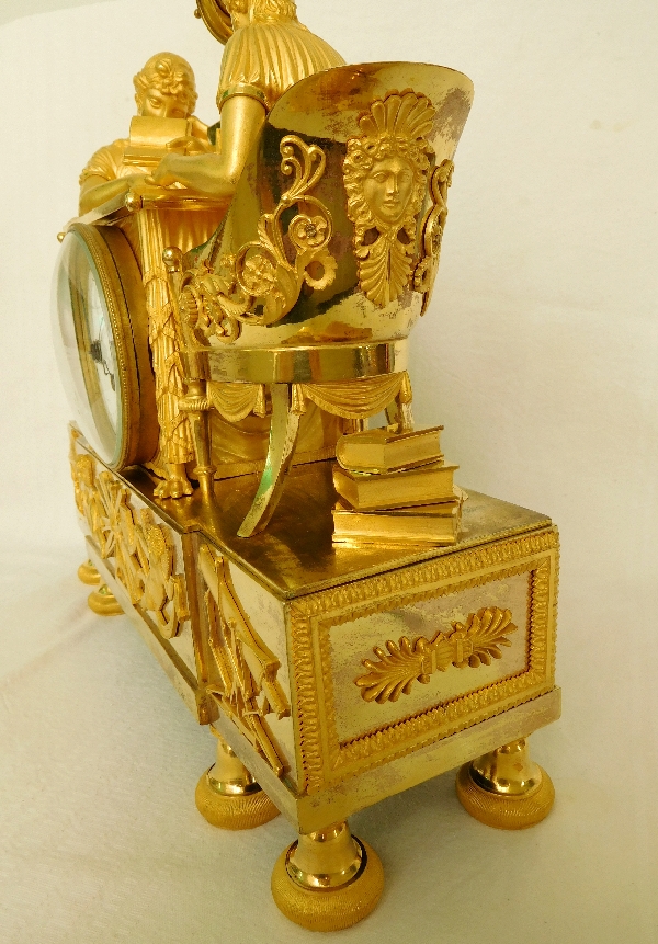 Empire ormolu clock : the astronomy lesson, after Reiche by Claude Galle, early 19th century