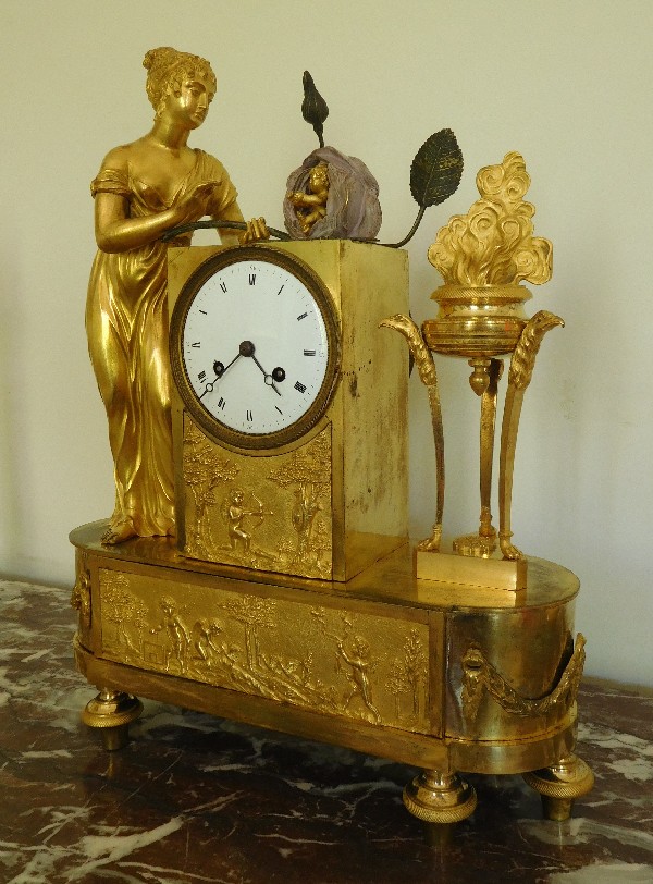 Ormolu Empire clock, Napoléon II birth allegory, early 19th century