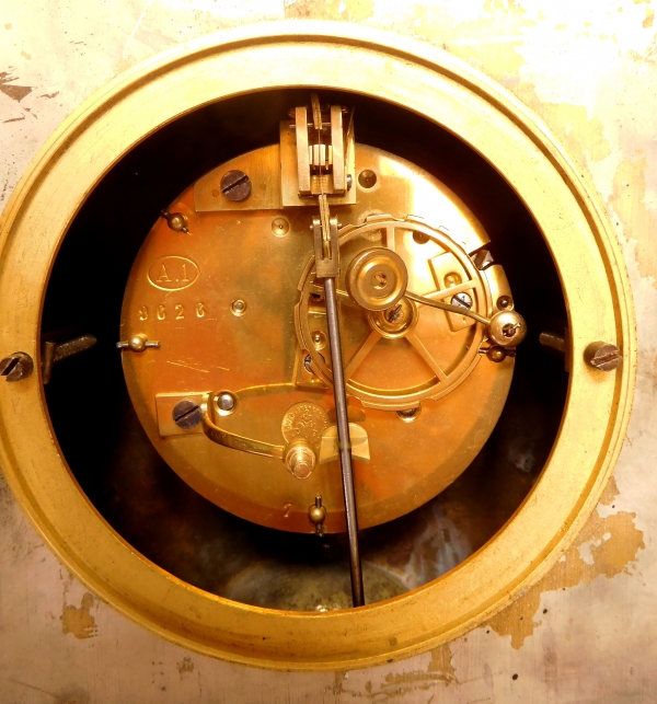 Pendule automate fontaine - 3 jets simultanés - d'époque Restauration en bronze argenté & doré