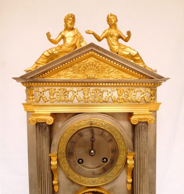 Ormolu & silverplated bronze fountain clock - France early 19th century circa