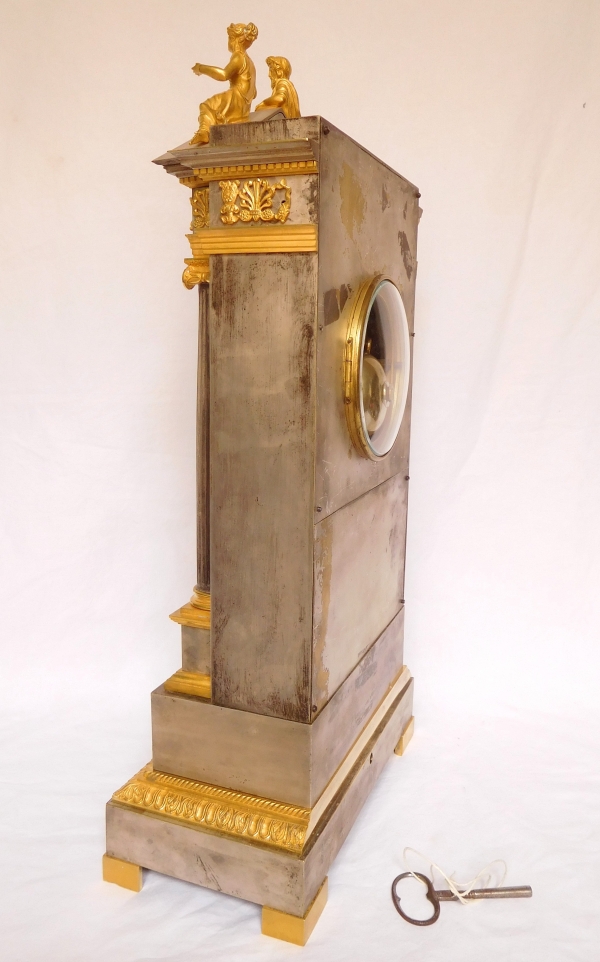 Ormolu & silverplated bronze fountain clock - France early 19th century circa