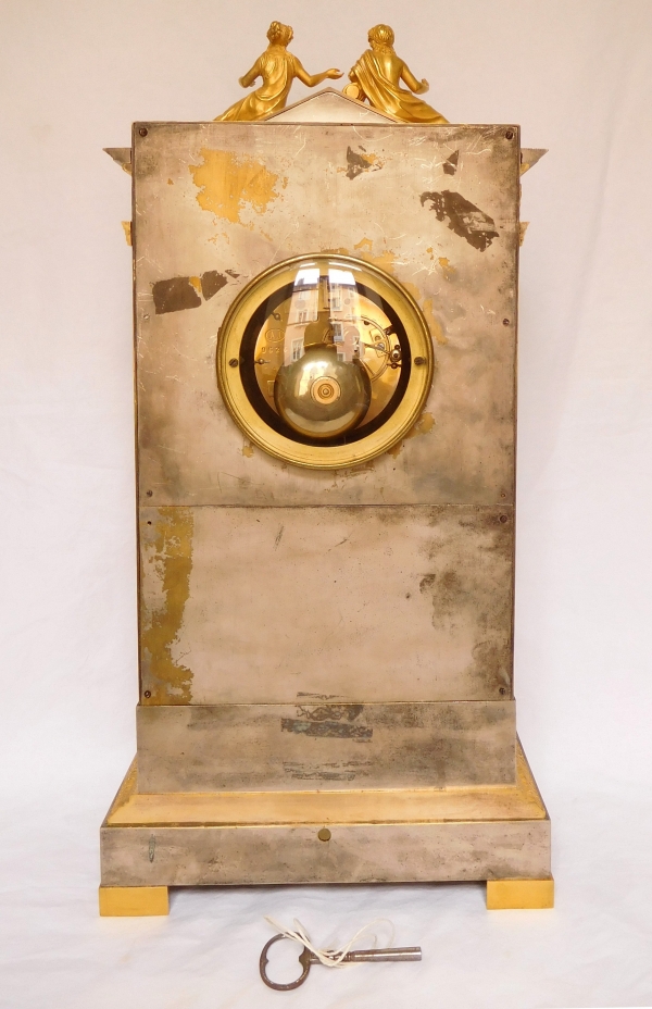 Ormolu & silverplated bronze fountain clock - France early 19th century circa