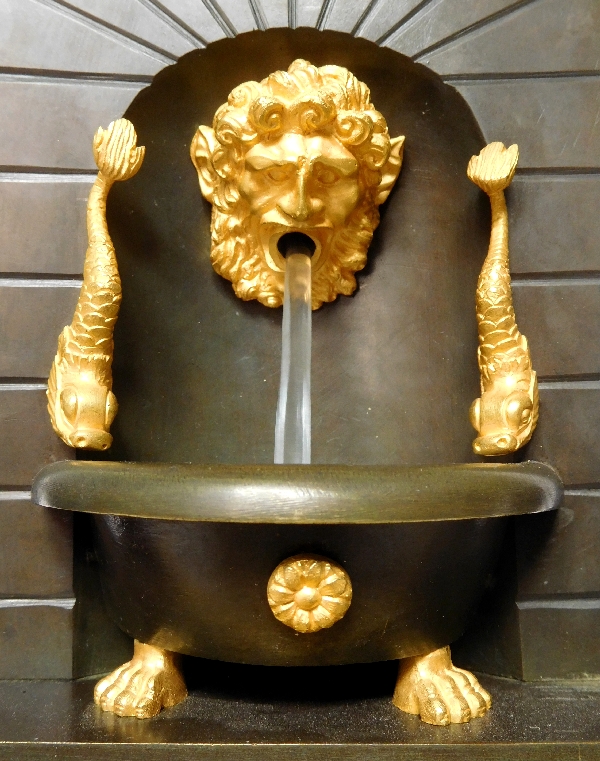 Empire ormolu & patinated bronze fountain clock - France early 19th century circa 1815-1820