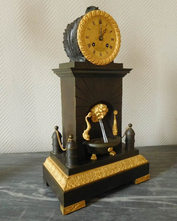 Empire ormolu & patinated bronze fountain clock - France early 19th century circa 1815-1820